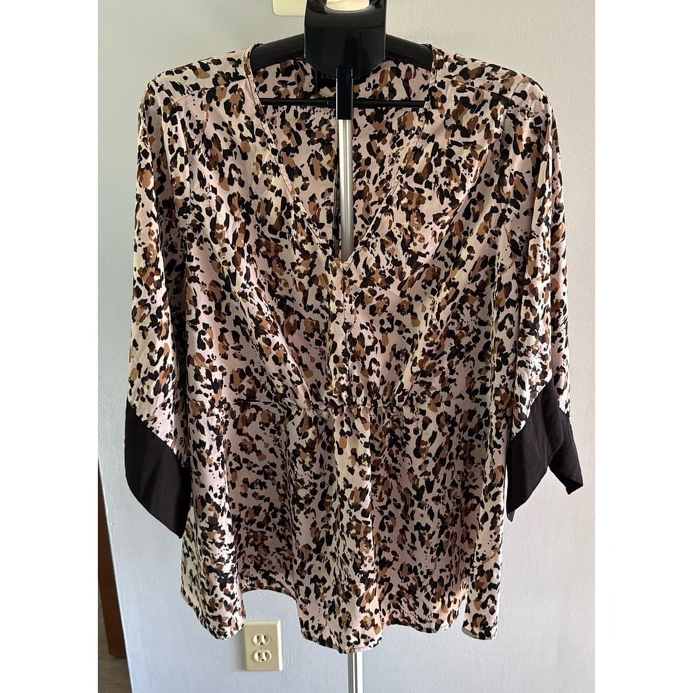 Lane Bryant Women's Animal Print Quarter Sleeve Waist Gather Blouse Size 18/20